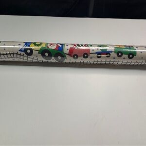 VTG CHRISTMAS WRAPPING PAPER GIFT WRAP Train SANTA TREE TOYS 100 SQ FT